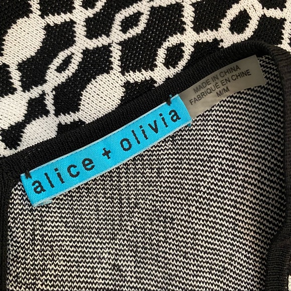 Alice + Olivia Black White Jersey Knit A line Dress SZ M - Picture 8 of 10